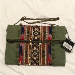 NWT ❤️ America and Beyond - Olive Green Embellished Clutch - OS